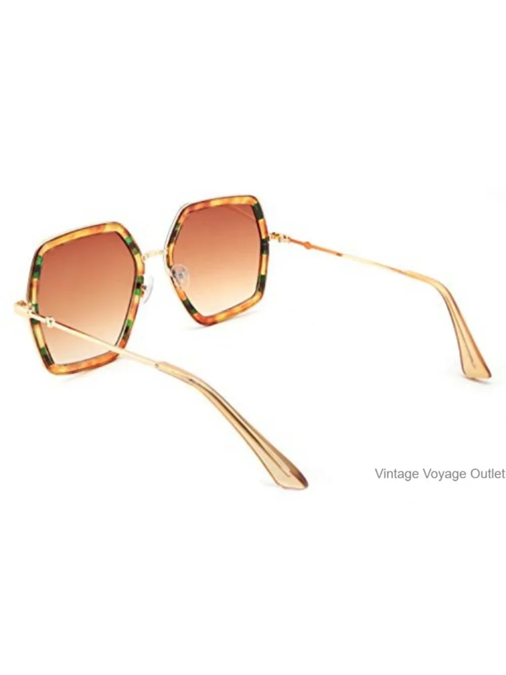 Large Hexagon Oversized Sunglasses UV400 Plastic Metal Frame Women